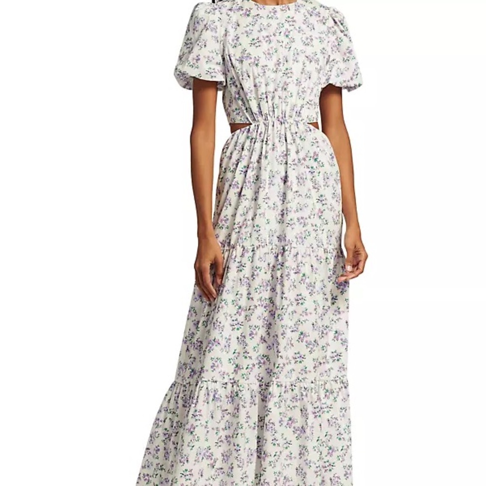 Wayf Tiered Cotton-Blend Cut-Out Maxi Dress
